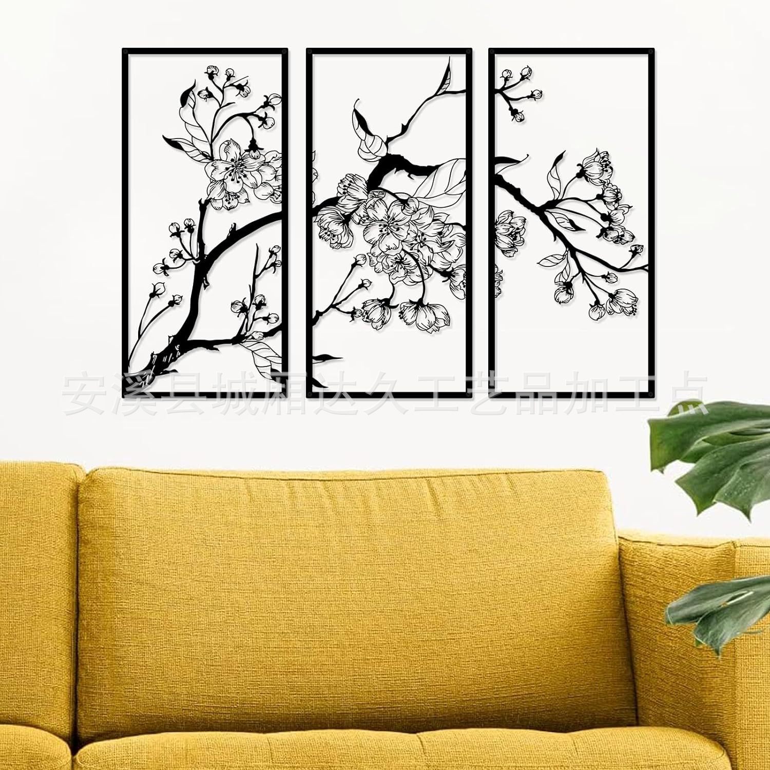 3 pieces of metal floral wall art bedroom large minimalist