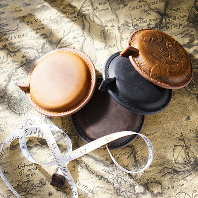 Crazy Horse Leather Handmade Mini Tape Measure Head Layer B