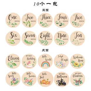 Wooden baby monthly milestone card, newborn month wooden pe