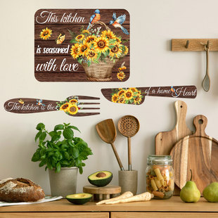 and Fork Kitchen Stickers Knife Bird ATW9002 Sunflower