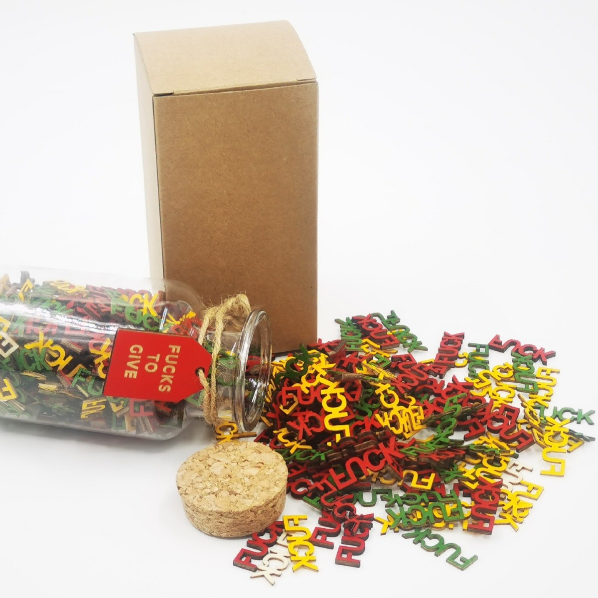 Jar of Fucks Hugs to Give Wooden Letters, Bad Gifts, Colorf