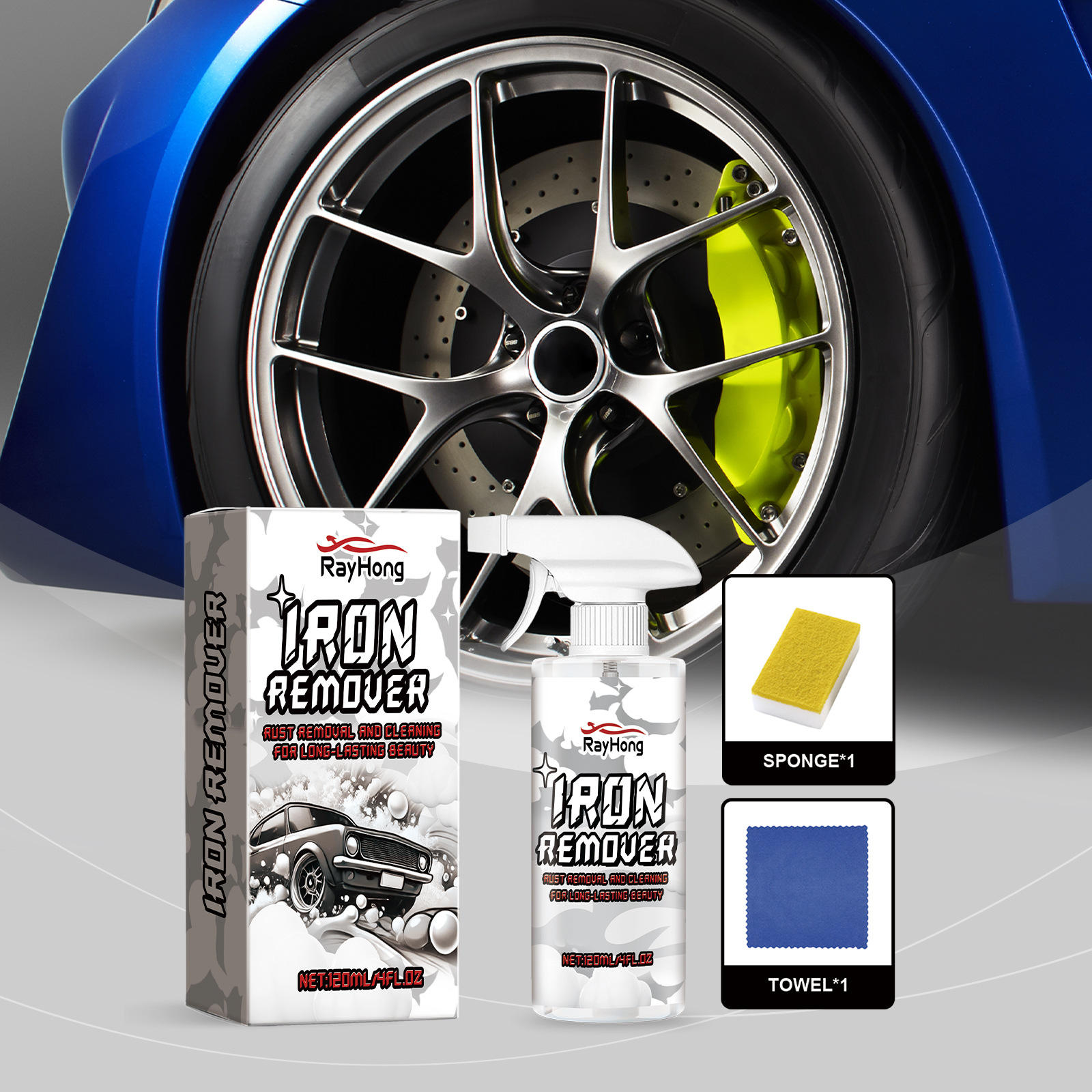 RAYHONG automobile iron powder removal spray automobile pol