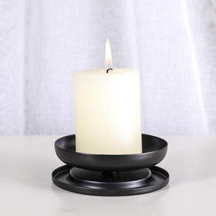 Black Candleholder Aromatherapy Candle Metal Tray Base Blac