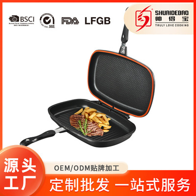 30cm household aluminum die-casting marble non stick double