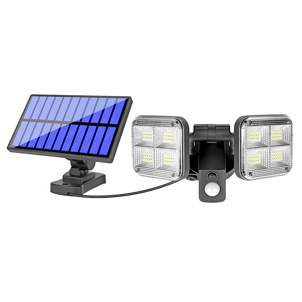 Solar wall lamp, infrared human body sensing dual head rota