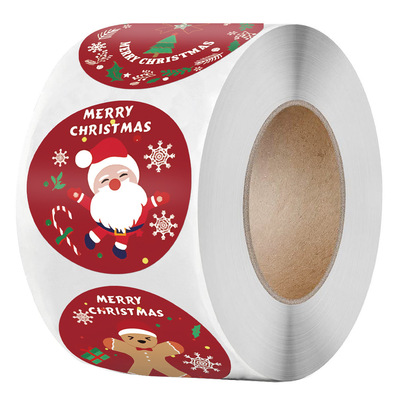 Roll up stickers, cowhide adhesive labels, Christmas holida