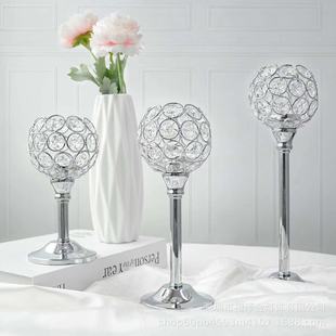 Mini Crystal Candlestick Metal Ornament Wedding Hotel Home