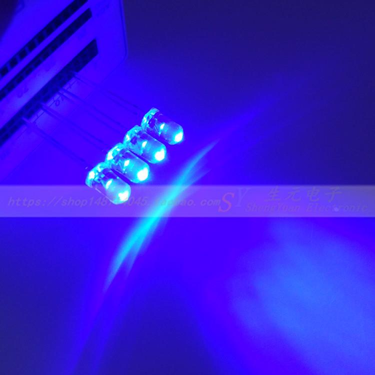 5毫米灯珠led白发蓝色发光二极管 F5蓝色指示灯 5mm超高亮蓝光