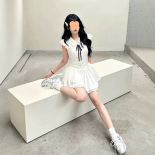法式温柔风设计感蝴蝶结系带连衣裙女2026夏季新款气质甜美蓬蓬裙