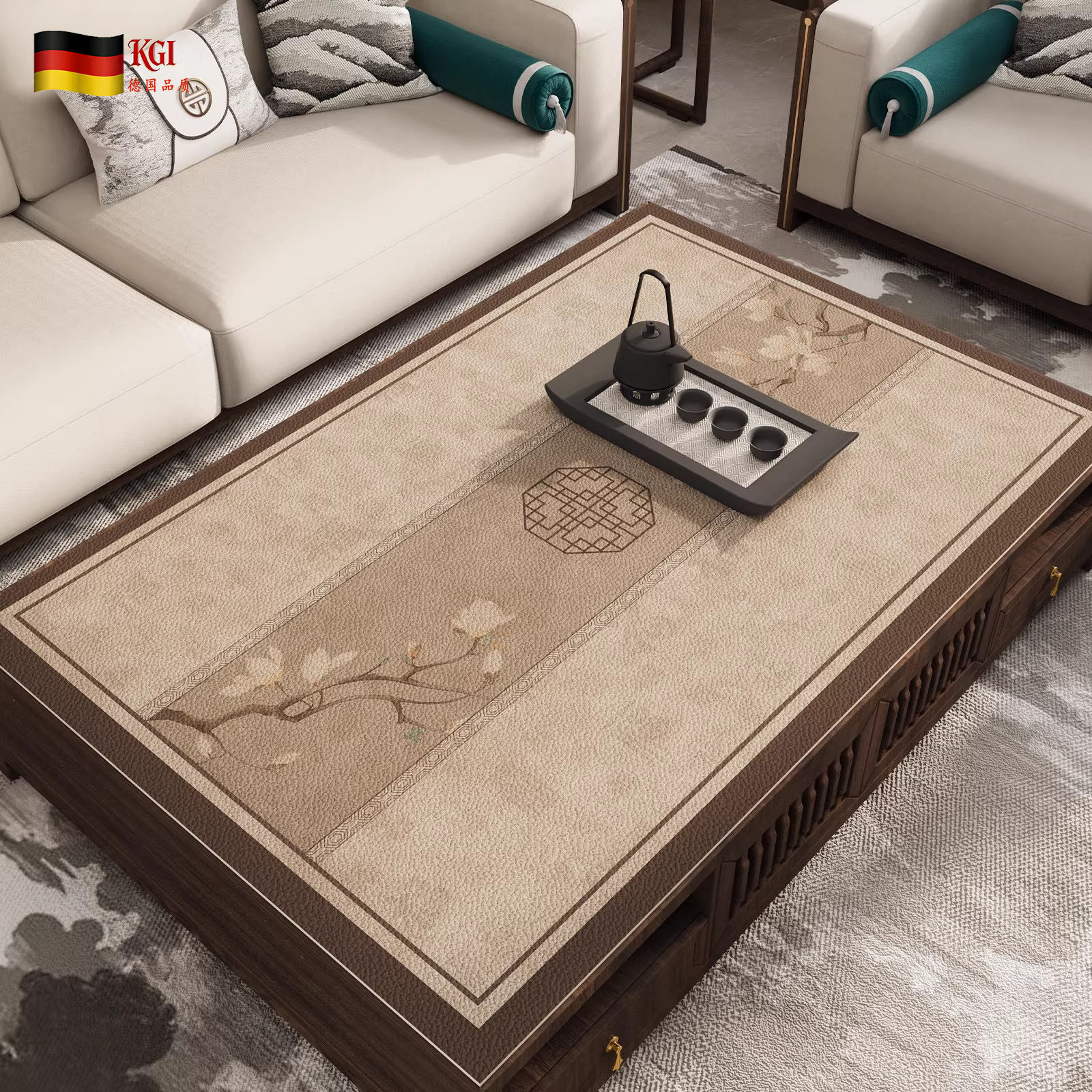 德国KGL餐桌垫国风中式高级皮革茶几桌布防水防油免洗隔热保护垫