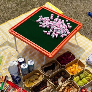 好好玩！迷你麻将户外露营旅行团建游戏便携春游野餐可折叠麻将桌