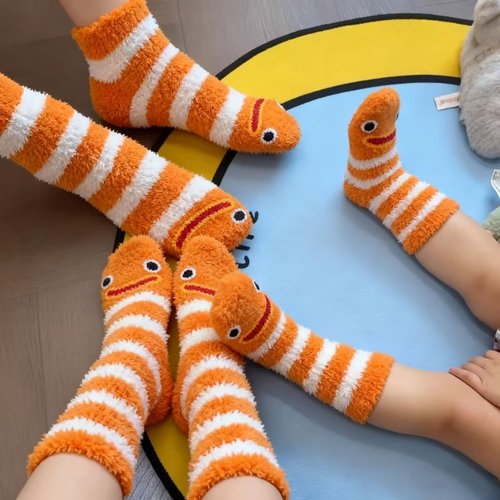 珊瑚绒花园鳗袜亲子袜一家三口