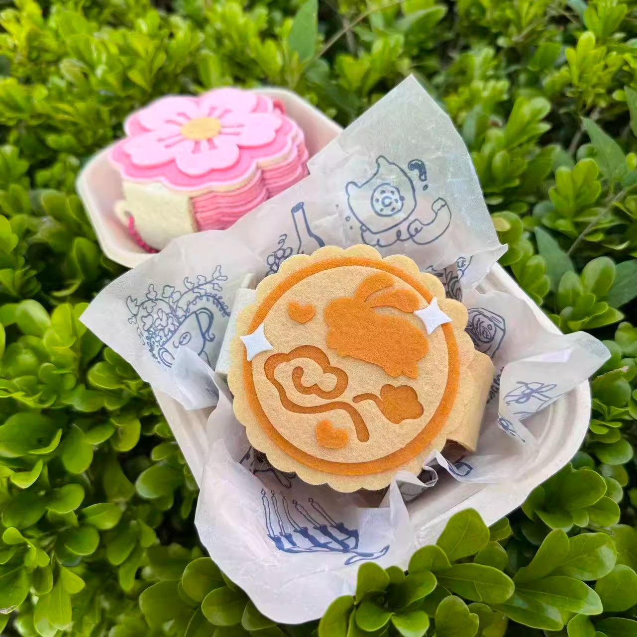 中秋礼物月饼不织布相册樱花挂件