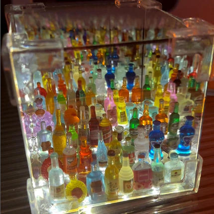 酒瓶郁金香花海小夜灯手工自制diy材料二次元展示盒魔方立体镜子
