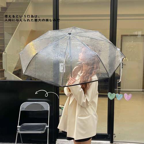 现货 质量网红高全透明韩国伞折叠全伞自动加厚古风学生431雨伞