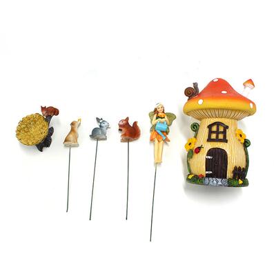 厂家庭HG2062FH直供跨境现货树脂工艺品蘑菇多房套花园院 盆肉栽