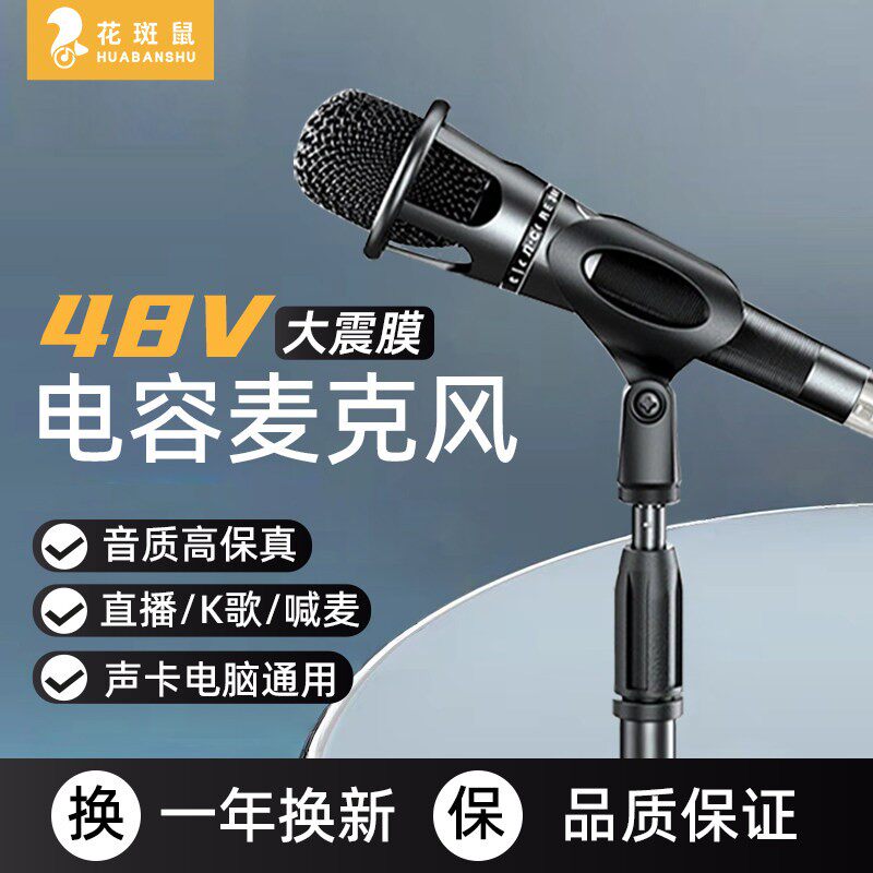 e300麦克风直播专用48v电容麦手机台式电脑k歌录音话筒声卡降噪