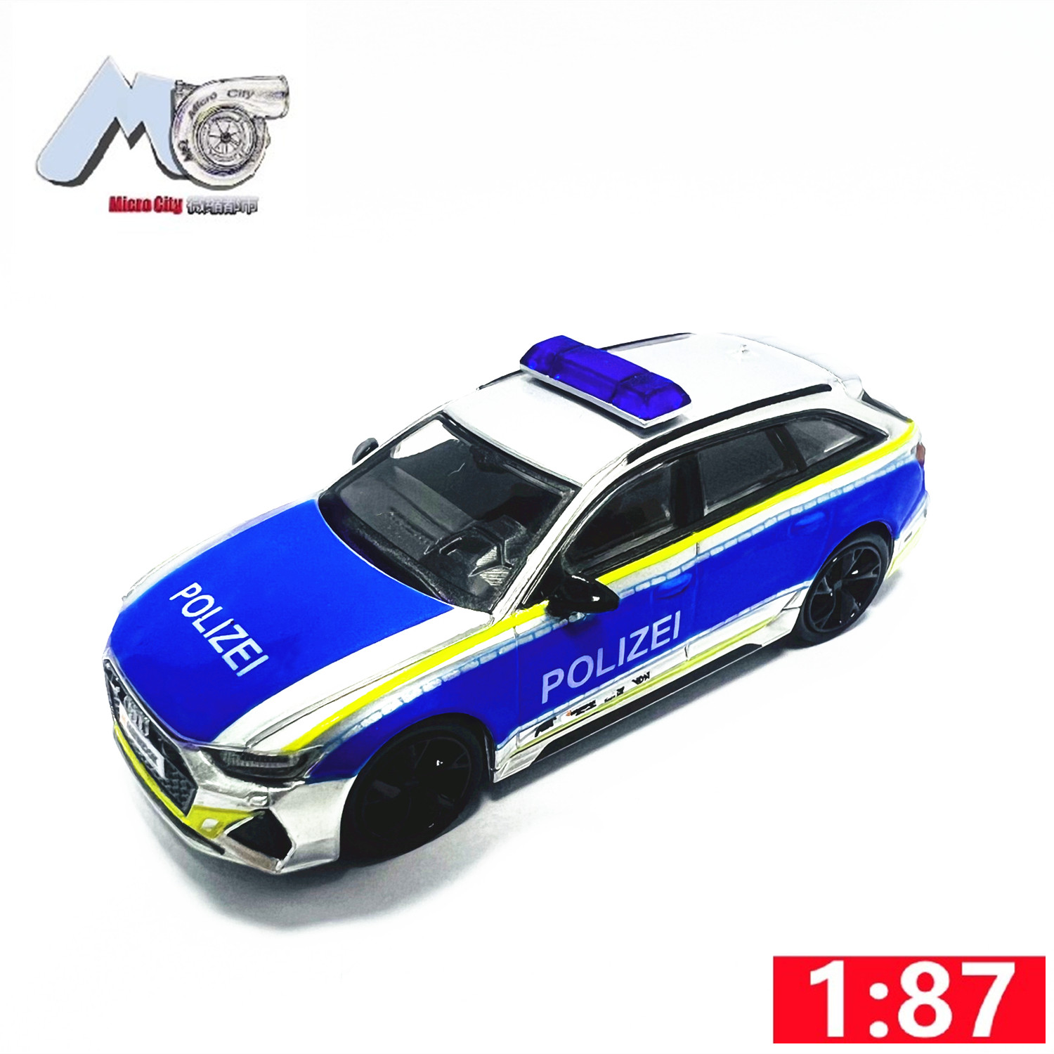 micro city汽车模型1比87ho 奥迪rs6 avant旅行款德国警车 87比例