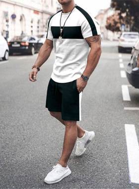 Running Fitness T-shirt shorts suit man跑步健身t恤短裤套装男