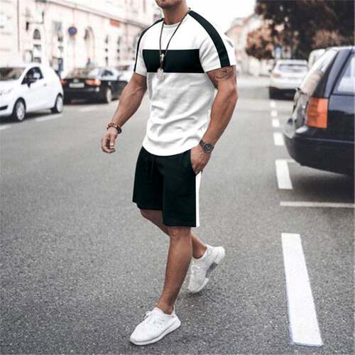 Running Fitness T-shirt shorts suit man跑步健身t恤短裤套装男