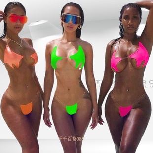 Three points swimsuit transparent belt bikini透明带比基尼女