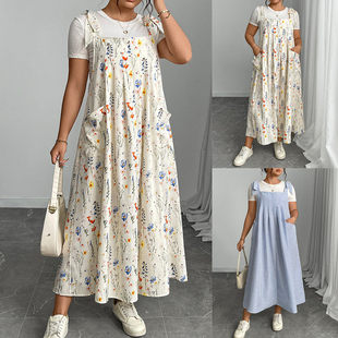 Women Dress女 Summer Size Color Suspender Solid Plus Stylish