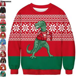 Dinosaur Christmas Sweater Funny Sweaters Men Ugly Women