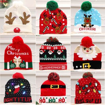 Christmas Hat Colorful Glow Knitted Hat Children's Warm Hat
