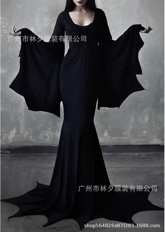 New black Halloween dress for fall 2023黑色女士万圣节连衣裙
