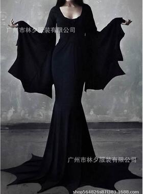New black Halloween dress for fall 2023黑色女士万圣节连衣裙