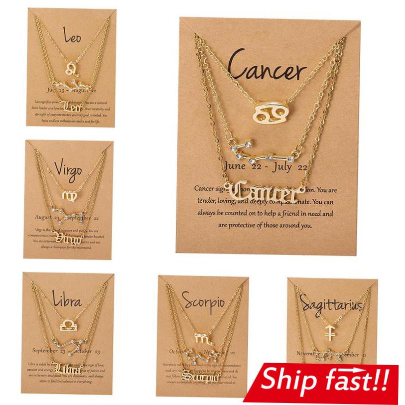 3pcs set Zodiac women necklace Personality new gift couple