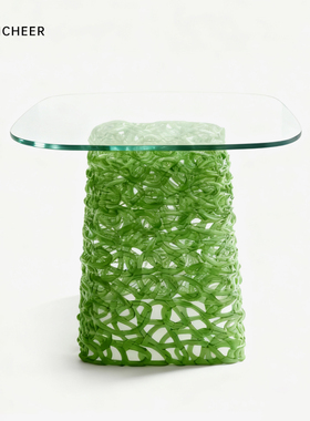 网红聚碳酸酯发光艺术角几床头柜家用透明玻璃边几客厅阳台小茶几