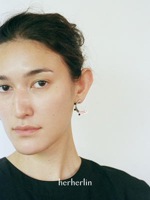 herherlin珍珠黑玛瑙浪勾耳环