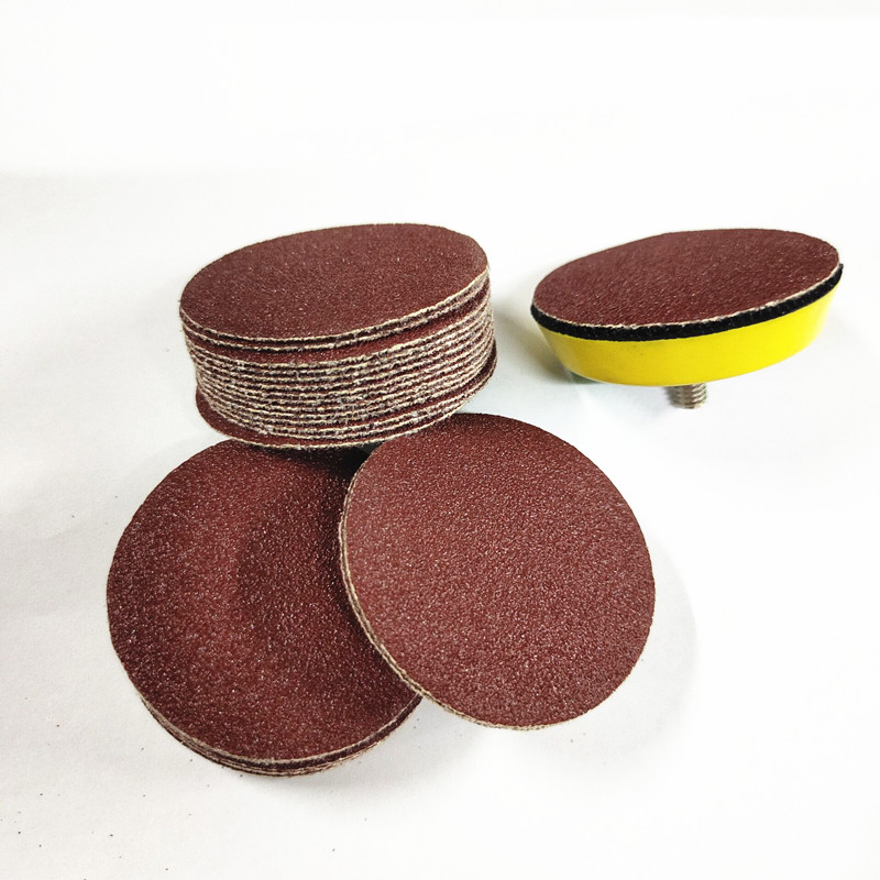 新品50mm砂纸磨片 圆盘砂纸木工自h粘式砂盘拉绒片背绒磨片植定制