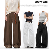 INZYIFUIEE加绒弯刀休闲裤 大口袋垂感裤 子