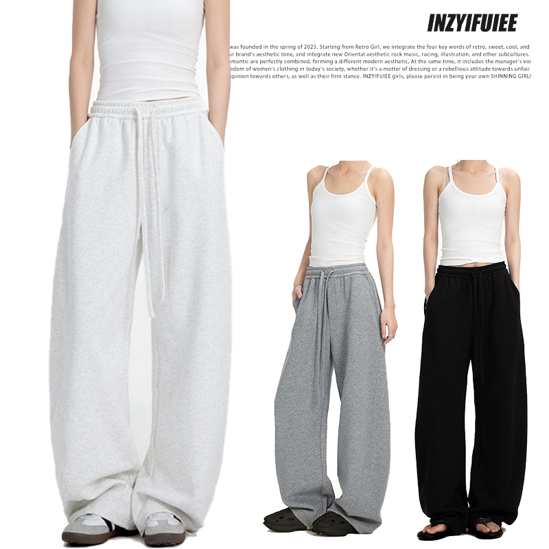 INZYIFUIEE多色弯刀卫裤多巴胺宽松松紧腰休闲裤