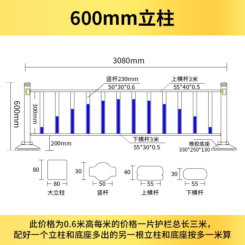 。锌钢道路草坪护栏隔离栏城市交通设施市政护栏户外花园绿化带围