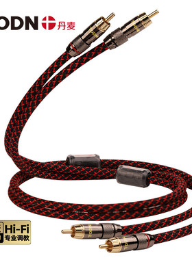 丹麦同顿 发烧级二对二双莲花头音频线2RCA红白信号线专用音响线