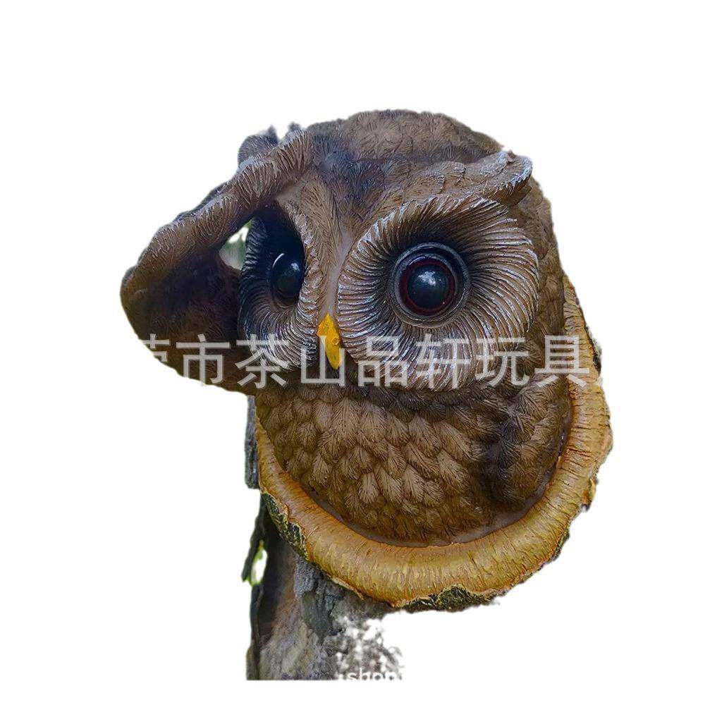 摆猫头鹰装饰树脂立件树花园园田林庭院驱鸟雕像工艺FJS品防真独