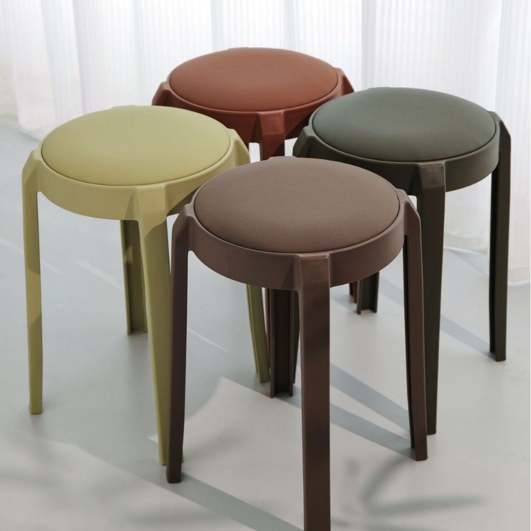塑料凳子家用客厅可叠放餐厅凳简约包加厚软餐桌高凳子板凳厨房圆,住宅家具,高脚凳,淘宝优惠券,粉丝福利购,淘宝优惠卷