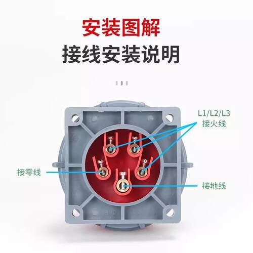 禾丰16A/32A航空工插头插座797开芯4线5孔连关接器IP67爆斜插业式