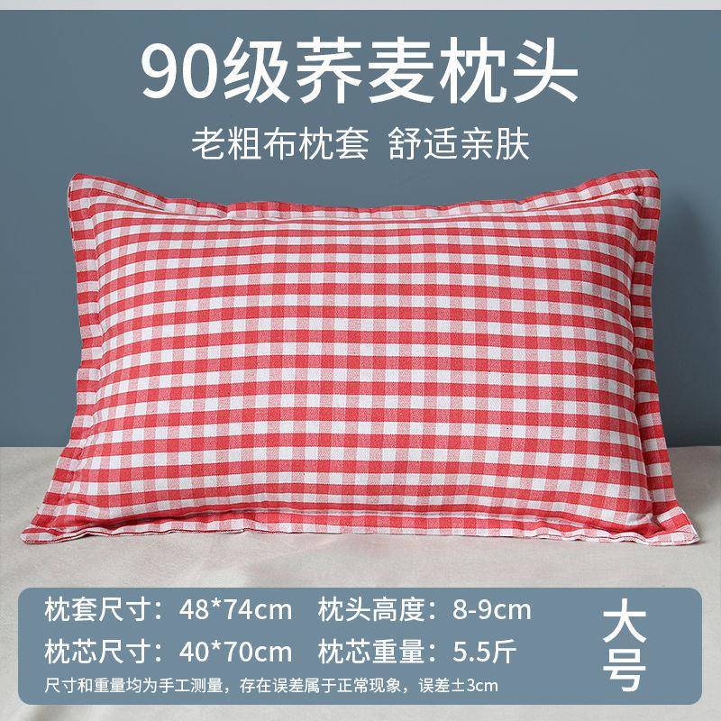 老厂家直供粗布全荞壳枕头宿家学生舍单人护硬荞麦麦皮用枕芯外贸