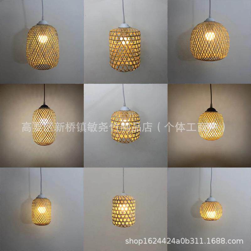 精品竹编灯笼纯手工居制作罩复HGA家吊灯古禅意休闲装饰带灯泡灯