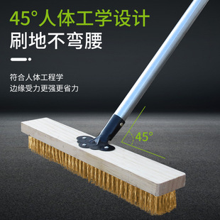 地板刷钢丝刷加硬加长硬地宾馆刷油刷子毛清洁长柄木柄浴室家居除