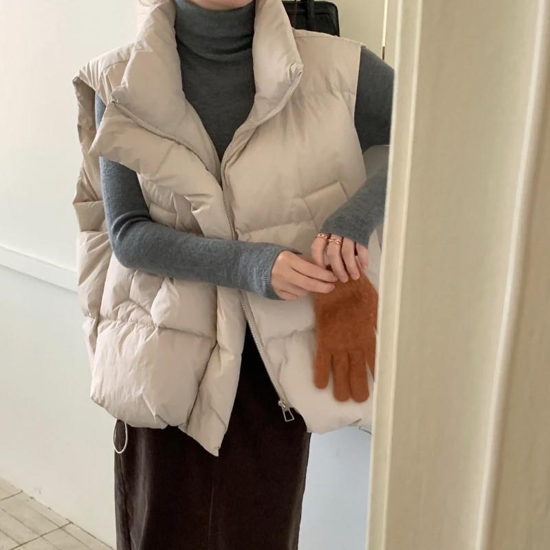 韩系气质高级感立领羽绒棉服马甲外套女秋冬新款加厚保暖甜美背心