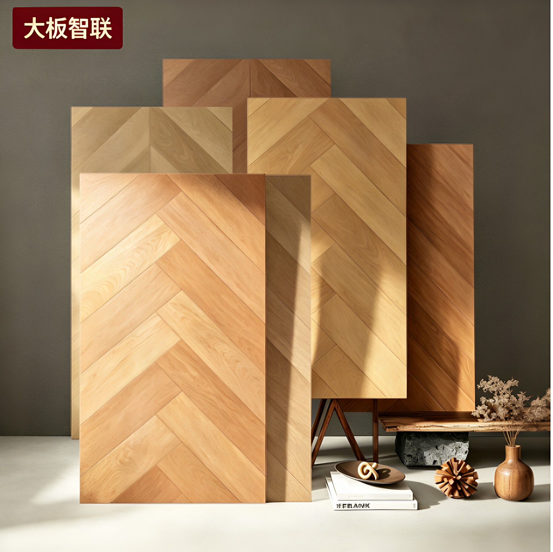 鱼骨木纹柔光砖600x1200奶油风