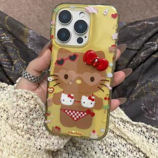 皮比基尼k猫适用iPn3果pmax手机壳pro卡软1黑thoe1苹14ro16通152