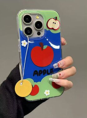 in蓝绿撞色苹6机壳苹5roax/1/13/s风果适用iPhone1韩系手果1pm412