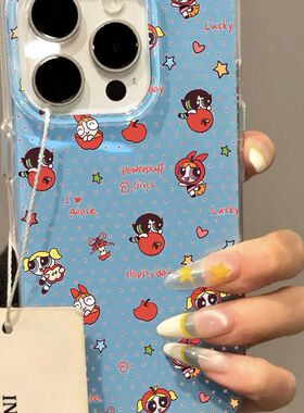 小女苹果手机iPhn15/1女321x满屏波点飞天警适用16壳oe41/1/1套r