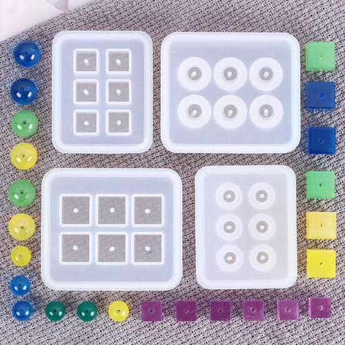 水晶滴胶模具6格带孔珠子